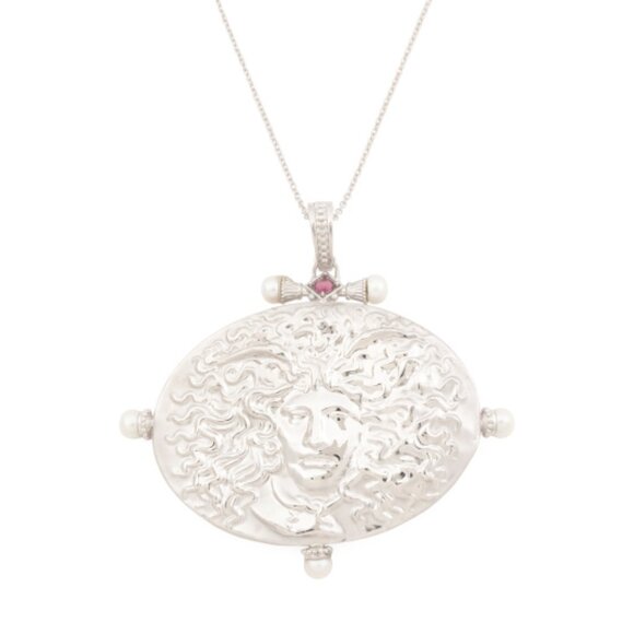 TAGLIAMONTE Made in Italy Sterling Silver Medusa Pendant Necklace - Picture 2 of 3